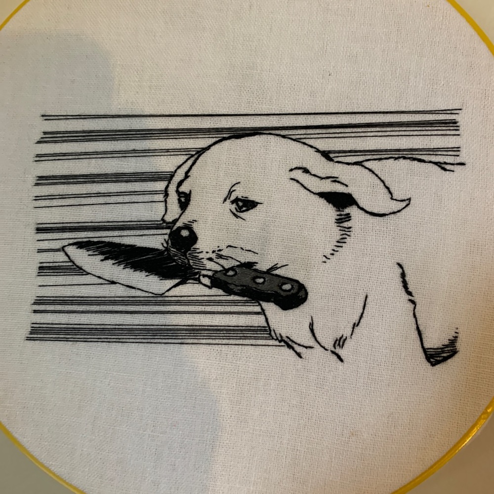 Doggo with knife embroidery
